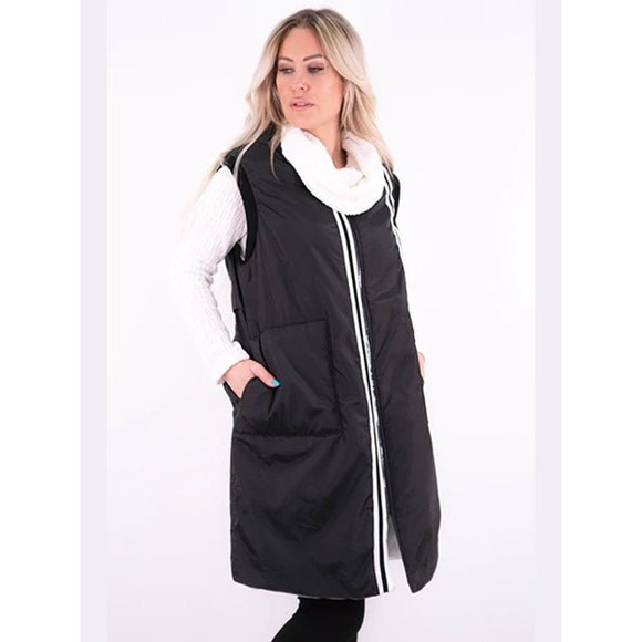 Women's Sleeveless Hooded Long Vest Coat Size XL Puffer Michael Tyler Cozy NWT - Picture 4 of 4